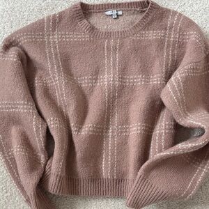 Women's Plaid Sweater - Blush beige plaid